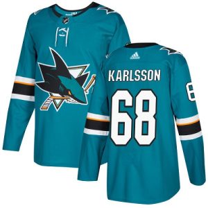 Kinder San Jose Sharks Eishockey Trikot Melker Karlsson #68 Authentic Teal Grün Heim